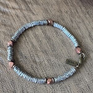VM Metallic Beaded Bracelet with Silver and Copper Tones